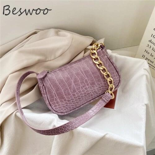 Shoulder Bags Elegant Armpit Sling Handbags Solid Color Women PU Leather Purple Female Handbags Simple Messenger Bags for Women