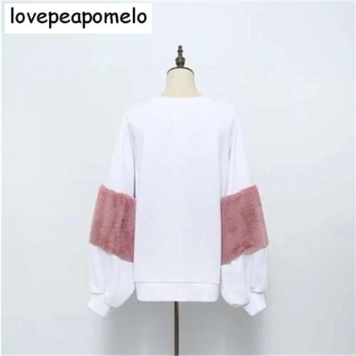 Loose Cotton long-sleeved Stitching Big Size Ladies Sweatershirt O-neck Oversize Casual Hooded Patchwork Large Size PulloverD404