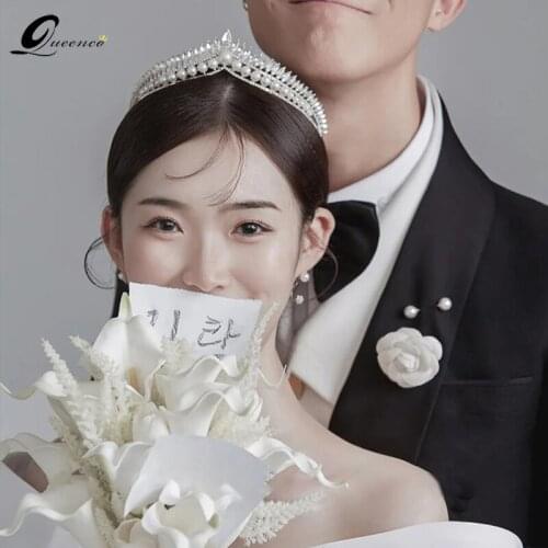 Tiara For Girls Pearl King Crown Crystal Crowns Tiara Bride Headbands Wedding Hair Accessories Hair Bands Fashion Jewelry