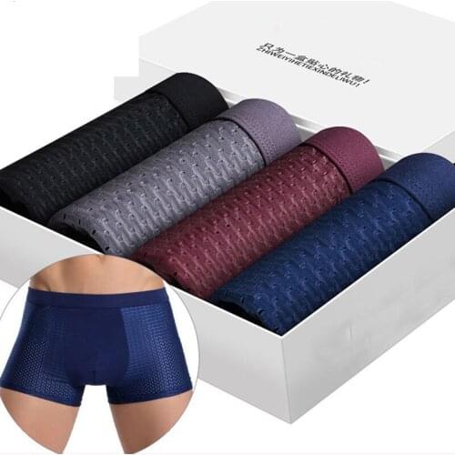 4pcs Mens Underwear Boxers Men Boxer Underwear Boxershort Panties Man Boxeur Homme Underpants Calzoncillos Bamboo Fiber Shorts