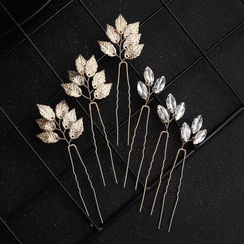 3 /6Pcs Elegant Ladies Simple Leaves Hair Pins Clips Bridal Headpiece For Women Hair Ornaments Wedding Hair Accessories