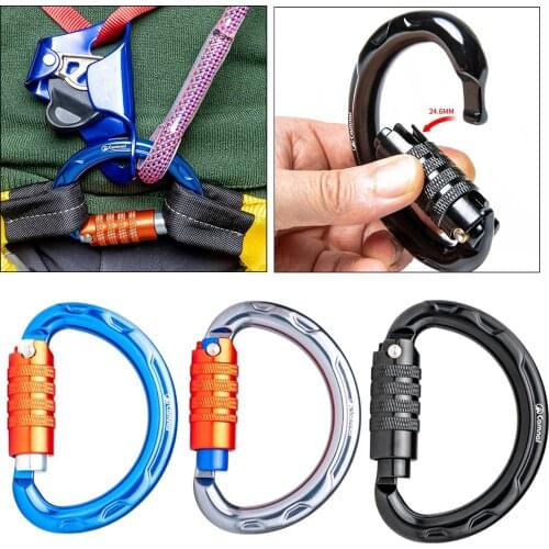 20KN Locking Carabiner Clip Aluminum D-Shape Carabiner Screw Locking Hook Rock Climbing Caving Rescuing Locking Carabiners Gear