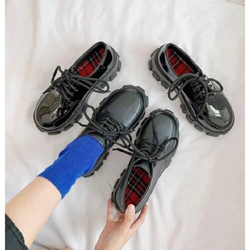 Korean womens shoes spring and autumn new wild platform platform shoes retro British style casual shoes hot sale