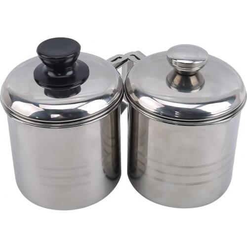 1.2L Stainless Steel Oil Filter Pot Leakproof Can Grease Container Tank Filter Residue Filter Oil Pot With Strainer Oil Storage