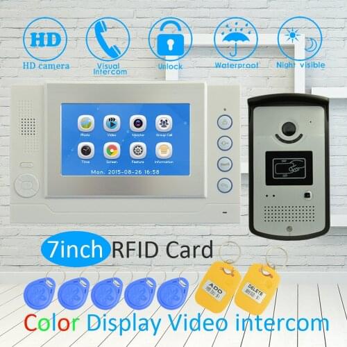 1 SET) Touch panel 7 Inch LCD Monitor RFID Unlock Function HD Night Vision IR Camera Video Door Phone System Doorbell Intercom