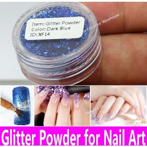 1 piece Nail Art Glitter Powder 0.6-0.8mm PET Shimmer Decoration Fine Dust Grooming Shining Crafts in 19 Colors Pots Bottles DIY