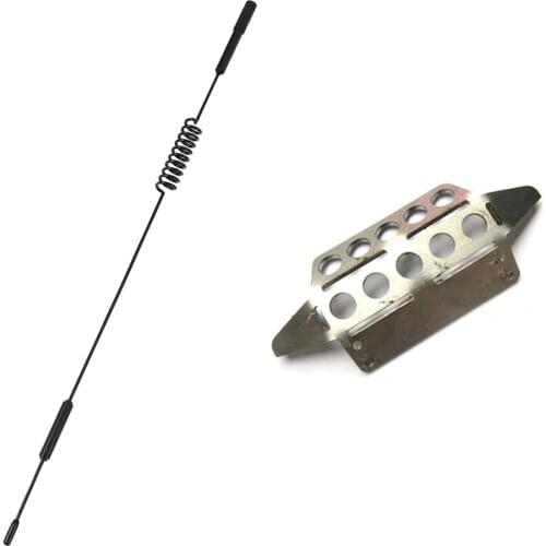 1 Pcs Rc Crawler Metal 160Mm Decorative Antenna & 1 Pcs RC Car Metal Front Armor Protection Guard