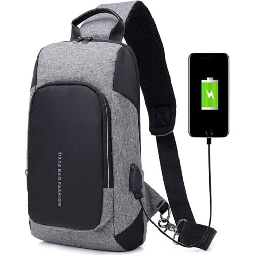 2018 Bolsos Mujer New Arrival Canvas Mens Shoulder Chest Bag Male Usb Charging Crossbody Messenger Bags School bag For Teenager