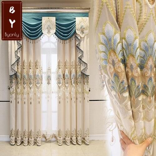 2021 European Style Curtain New Atmospheric Hollow Embroidered Curtain Window Shade Curtains for Living Dining Room Bedroom