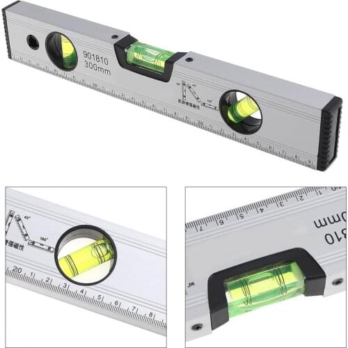 300mm Precision Magnetic Aluminum Alloy Level Ruler with Blister Design and Mm Scale for Building Decoration Measurement