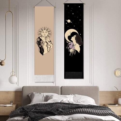 OLIVE 2021 Decorative Wall Background Cloth Stars And Moon Girl Decoration Tapestry Bohemian Paintings Living Room Bedroom