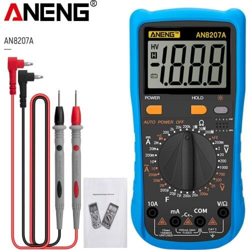 ANENG AN8207A Digital Multimeter Tester 2000 Counts Handheld Multimeter LCD Display AC/DC Eletronics Power meter Current Test