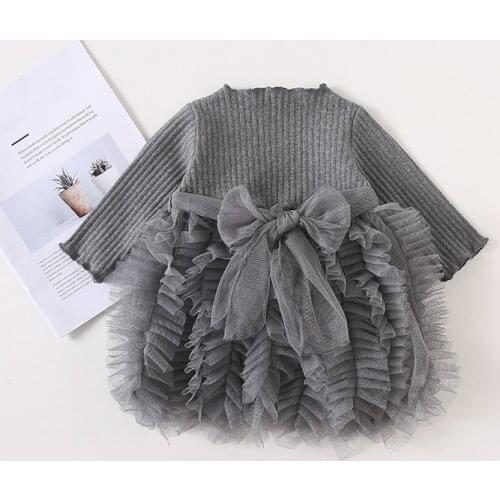 Children Clothes Kids Fluffy Smash Layered Dress Girls Clothes For Christmas Birthday Costume Tutu Lace Big Bow Outfits 0-4Y