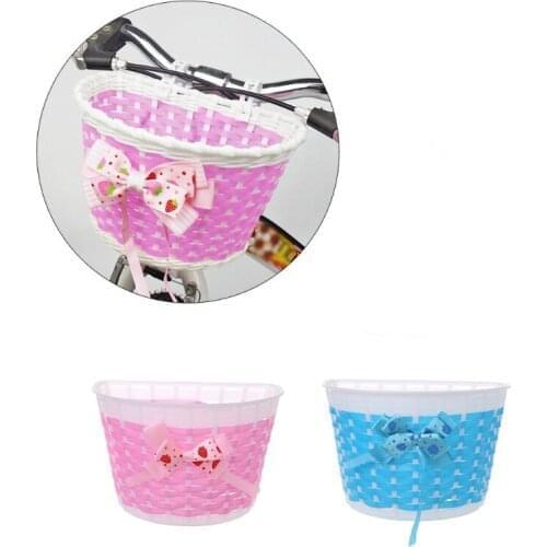 ChildrenS Scooter Basket Bicycle Handmade Plastic High-Quality Woven Baby Carriage Bike Kids Handle Bar Carrier Front