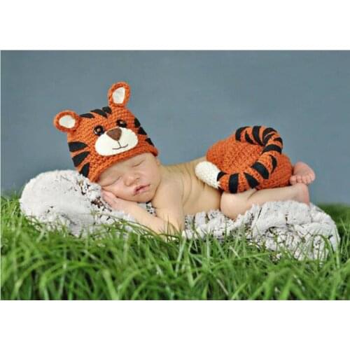 Toddler Handmade Knitting Tiger Clothing Cute Baby Infant Funny Costume Photo Prop Photography Accessories Clothing Decoration