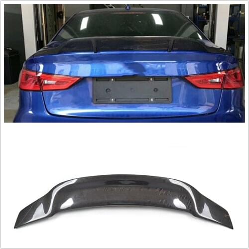 For Audi A3 8V S3 RS3 Sedan 4-Door 2014-19 R Style Carbon Fiber Tailgate Lip Splitter Plate Trunk Window Trim Rear Spoiler Wing