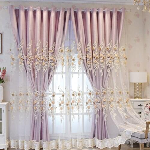 Embossed Double Layer Embroidered Curtains for Living Room 3D Three-dimensional Flowers Tulle Screen for Bedroom *VT
