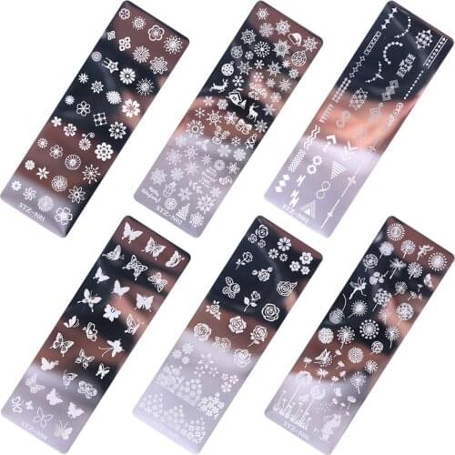 Hot Nail Art Stamp Template Flower Vine Leaves Floral Image Pattern Printing Plate For Manicure Stencil 12Styles