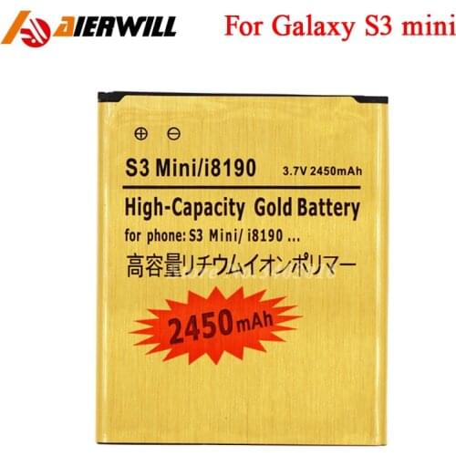 I8190 Gold Battery For Samsung Galaxy S3 Mini GT-i8190 ACE II 2 I8160 Bateria Accumulator 2450mAh