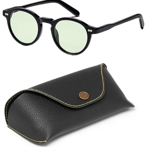 Quality Johnny Depp Small Rim Sunglasses UV400 46-23-145 Unisex Retro-Vintage Pure-Plank Round Frame Men Women Tinted GOGGLES