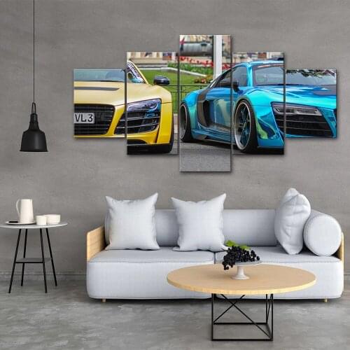 Canvas Pictures Yellow Blue Car Handsome Home Decoration Paintings Green Poster HD Prints Wall Art Modular Living Room Framed