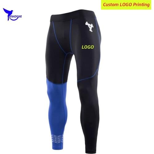 Compression Base Layer Elastic Running Tights Men Quick Dry Patchwork Trousers Gym Fitness Training Leggings Sports Pants Custom