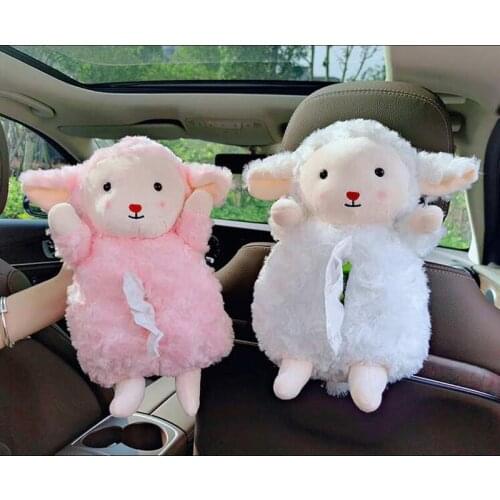 Car tissue box holder Internet celebrity creative cute sheep auto paper box hanging cartoon car armrest box napkin cover