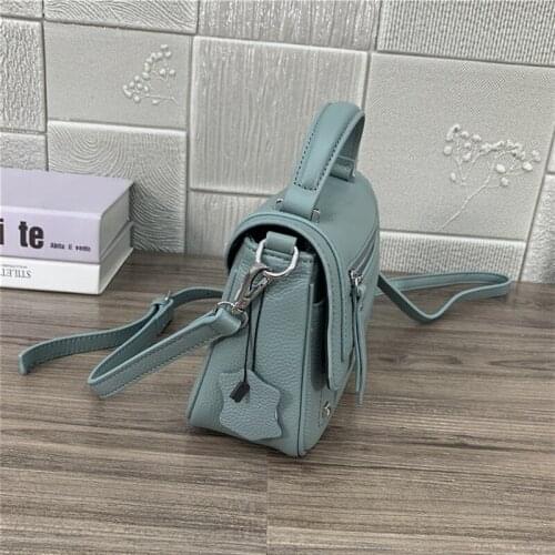 Leather Women Fashion Real Bags Office Lady Cowhide Handbag Elegant OL Solid Color Wine Red Shoulder Crossbody Bags Female