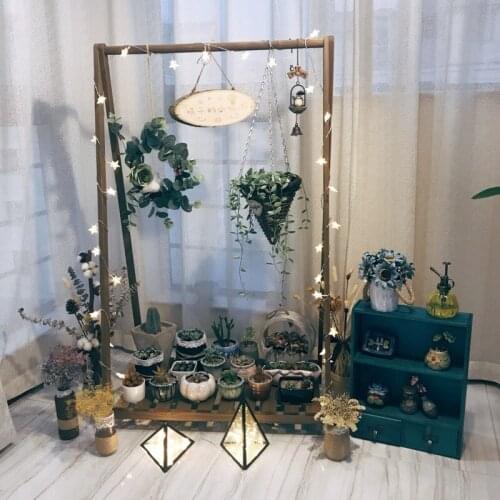 Luo Flower Rack Solid Wood Flower Airs Indoor A Living Room Suspension Flowerpot Frame Balcony Botany Decorate Northern Europe