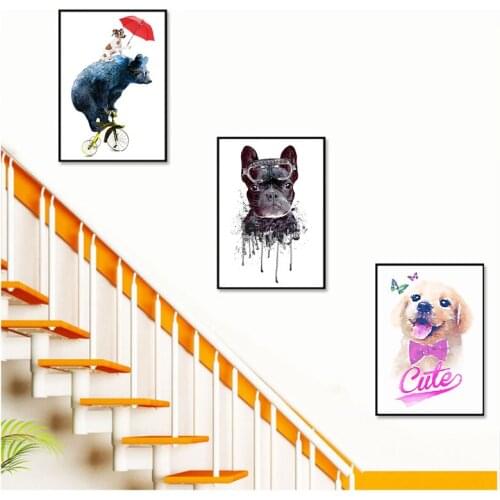 Lovely stylish Morderm Animals Canvas Painting Prints Poster kid Room Living Room Home Decoration Wall Art Picture Free Shipping