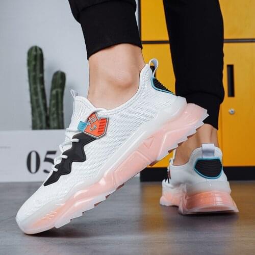 Heavy Soled Mens Shoes Laces Mesh Breathable Sports Shoes Fashion New Soles Outdoor Running Shoes Light Vulcanized Mens Shoes