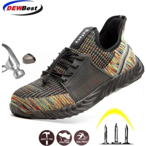 DEWBEST Mens Safety Shoes Steel Toe Construction Protective Footwear Lightweight Shockproof Work Sneaker 2019 Fashion Work Boot
