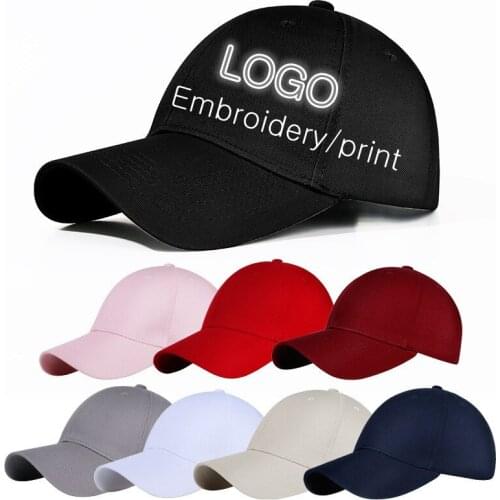Men women 100% Cotton adjustable baseball caps Oem ODM embroidery Logo trucker hat for adult Dad hats Snapbacks Gorros