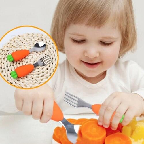 Baby Tableware Set Children Utensil Stainless Steel Toddler Dinnerware Infant Food Feeding Spoon Fork