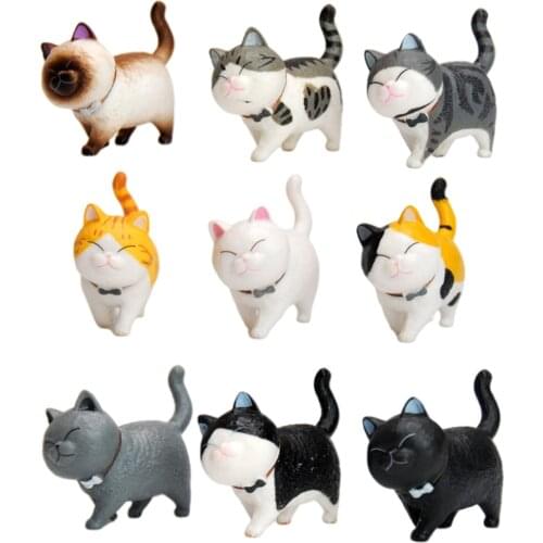 Set of 9 Adorable Solid PVC Cats Figurines Tabletop Kitten Dolls Ornaments