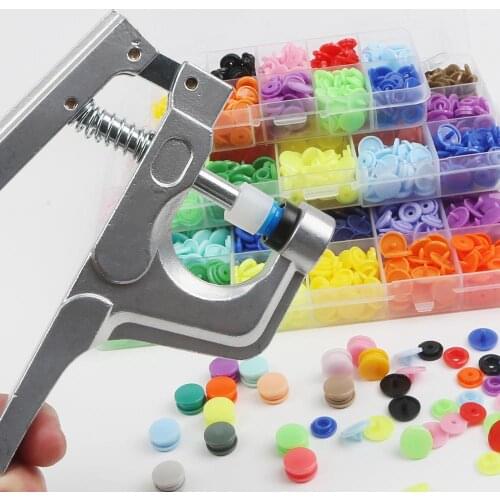 Snap Fastener Pliers Button 150 set T5 Mix Plastic Resin Buttons 12mm Press Clothing Button Press Machine Sewing Tools Supplies
