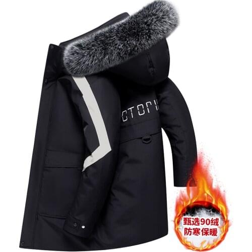 2021 New Fashion Winter Down Jacket Men Hooded Fur Collar Thicken Warm White Duck Down Coat Men Overcoat Long Puffer Jacket