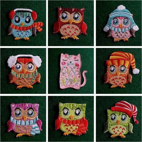 Cartoon Animal Patch Owl Cat Iron On Patches For Clothing Cute Embroidered Patch On Clothes Thermo Stickers Badges On Dress