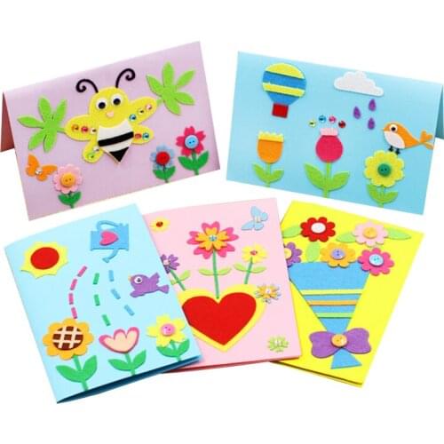 DIY Mothers Day Fathers Day Greeting Card Cartoon Animal 3D EVA Foam Sticker Puzzle craft toy Education Toy for Children