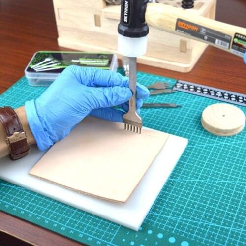 Belt Hole Puncher White Steel 1/2/4/6 Prong DIY Diamond Lacing Stitching Chisel Set Leather Craft Kit Leathercraft Punching Toos
