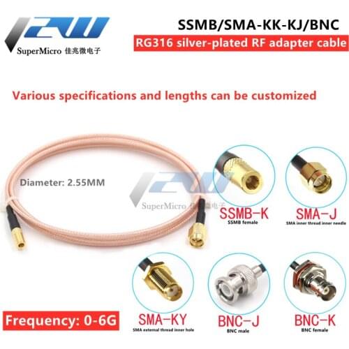 RG316 silver-plated RF connection jumper SSMB/SMA-KK-KJ BNC male to SSMB female adapter extension cable