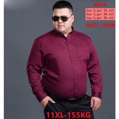 Large size 6XL 7XL 8XL 9XL Mens Long Sleeve Lapel Shirt 10XL 11XL Business Casual Office Official Occupation 8 Color