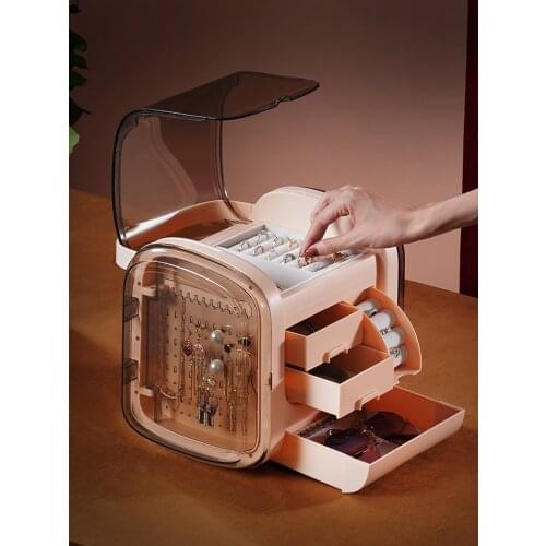 New high-end visual jewelry storage box, luxury jewelry box, drawer type large capacity earring ring box, three colors available