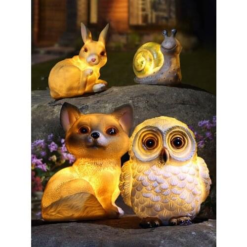 Solar LED Light Outdoor Resin Owl Snail Bunny Dog Waterproof IP44 Outdoor Garden Pendant Lamp For Street Pathway Lighting