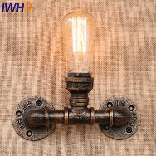 IWHD Loft Style Iron Vintage Wall Lamp Industrial Edison Wall Sconce Retro Water Pipe Wall Light Fixtures Home Lighting Lampara
