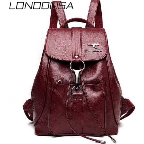 Large Capacity Anti-theft Female Backpack High Quality Soft Leather Backpacks for School Teenagers Girls Casual Womens Bookbags