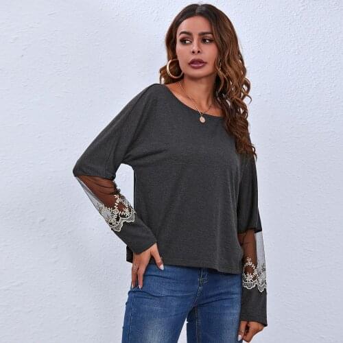 2021 New Spring Summer long sleeve patchwork women pullovers t shirt fashion o-neck outwear spring tops shirt pullovers