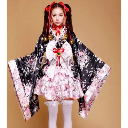 Fashion National Trends Women Sexy Kimono Yukata With Obi Novelty Lolita Dress Japanese Cosplay Costume Floral kimono mujer
