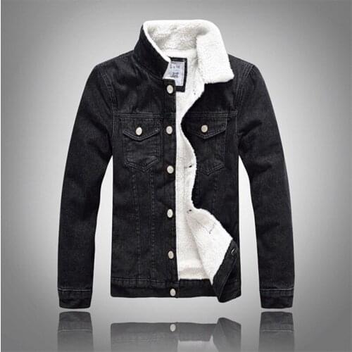 Winter Warm Fleece Denim Jackets Mens Casual Pilot Bomber Cowboy Jacket Coat Male Wool Liner Fur Thick Jean Outwear Clothing