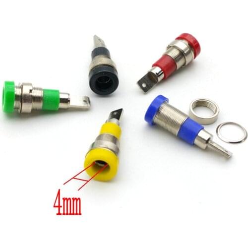 100pcs 5 colors Copper 4mm Banana Socket terminal for 4mm Banana Plug adapter